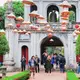 Vue du jardin du Temple de la Littérature à Hanoi