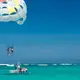 Vue de touristes faisant un baptême de parachute ascensionnel aux Caraïbes