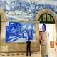 Photo des azulejos à l'interieur de la gare de Sao Bento à Porto