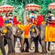 Photo de voyageurs faisant une balade à dos d'éléphants en Inde