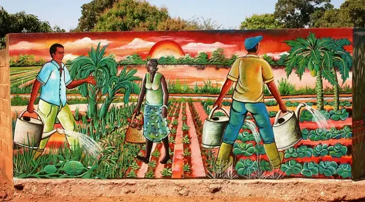 Une peinture murale Billet d’avion pour Ouagadougou, observation d'une peinture murale