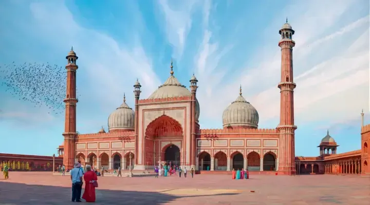 Le Palais Jama Masjid dans la vieille ville de Delhi Vol pas cher pour Delhi, exploration de la mosquée Jama Masjid dans la vieille ville