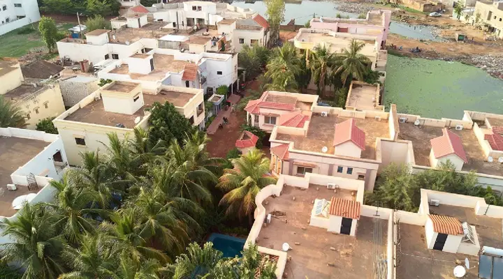 Vue panoramique de la ville de Quizambougou au Mali Vol pas cher pour le Mali, vue panoramique de Quizambougou