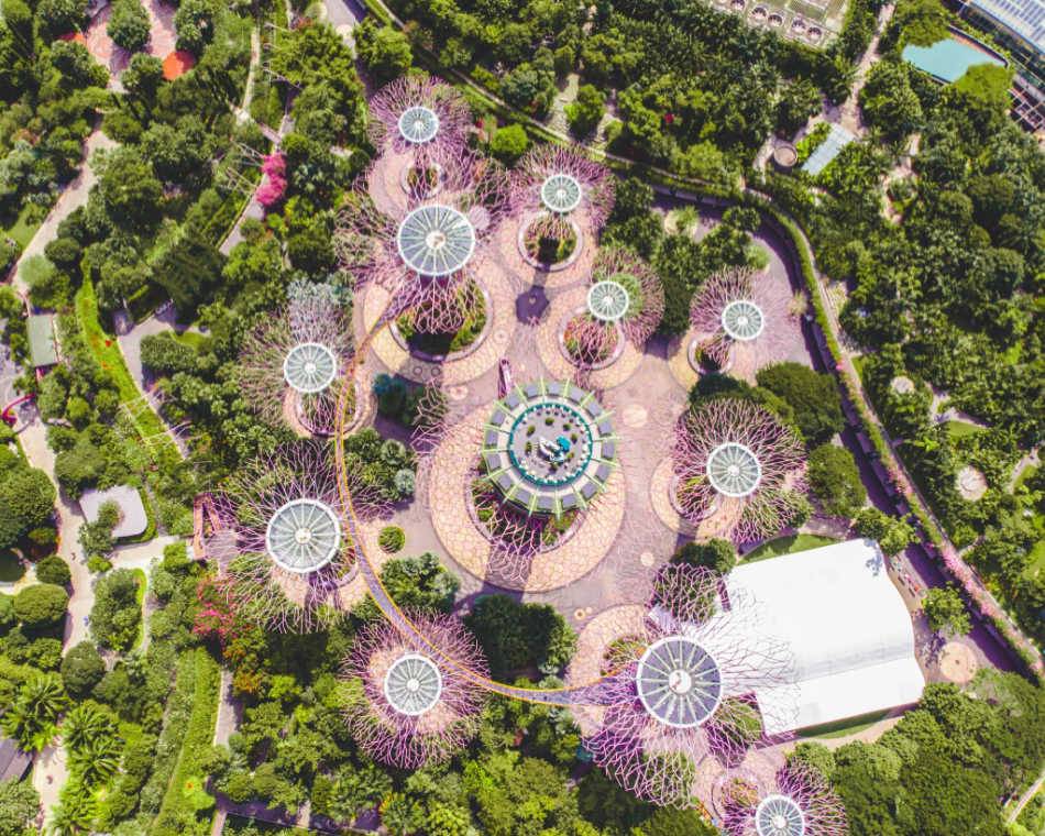 Vue aérienne du Parc Gardens by the bay à Singapour