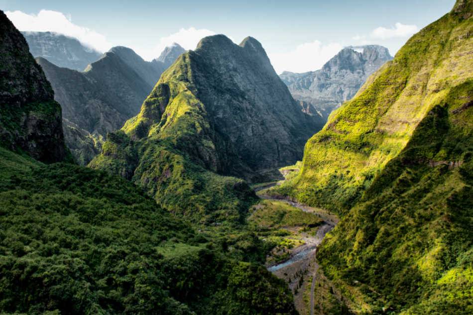 Vue des paysages intérieurs de l'île de La Réunion